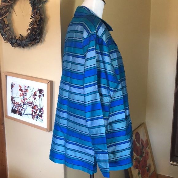 VINTAGE Josephine Chaus Size 12 10 RAW SILK Top+Shell Vivid Textured Stripe NEW - Picture 8 of 16